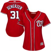 Wholesale Cheap Nationals #31 Max Scherzer Red Alternate 2019 World Series Champions Women's Stitched MLB Jersey