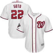 Wholesale Cheap Washington Nationals #22 Juan Soto Majestic 2019 World Series Champions Home Official Cool Base Bar Patch Player Jersey White