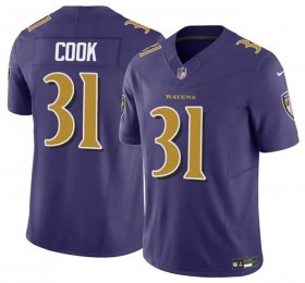 Cheap Men\'s Baltimore Ravens #31 Dalvin Cook Purple 2024 F.U.S.E. Color Rush Vapor Limited Football Stitched Jersey