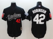 Wholesale Cheap Men Los Angeles Dodgers 42 Robinson Black Throwback MLB Jerseys