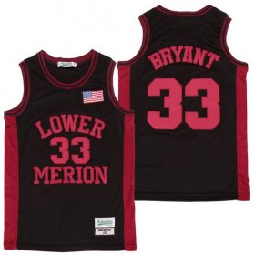 Wholesale Cheap Men\'s Lower Merion High School #33 Kobe Bryant Black With Red Name High School Swingman Jersey
