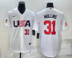 Cheap Men\'s USA Baseball #31 Cedric Mullins Number 2023 White World Classic Stitched Jersey