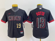 Wholesale Cheap Youth Cincinnati Reds #19 Joey Votto Number Black 2023 City Connect Cool Base Stitched Jersey2