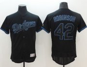 Wholesale Cheap Dodgers #42 Jackie Robinson Black Fashion Flexbase Authentic Collection Stitched MLB Jersey