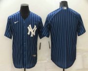 Wholesale Cheap Men's New York Yankees Blank Navy Blue Pinstripe Stitched MLB Cool Base Nike Jersey