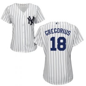 Wholesale Cheap Yankees #18 Didi Gregorius White Strip Home Women\'s Stitched MLB Jersey