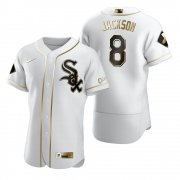 Wholesale Cheap Chicago White Sox #8 Bo Jackson White Nike Men's Authentic Golden Edition MLB Jersey