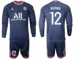 Wholesale Cheap Men 2021-2022 ClubParis Saint-Germainhome blue Long Sleeve 12 Soccer Jersey