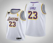 Wholesale Cheap Men's Los Angeles Lakers #23 LeBron James 2020 NBA Finals Champions Association White Jersey