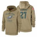 Wholesale Cheap Philadelphia Eagles #27 Malcolm Jenkins Nike Tan 2019 Salute To Service Name & Number Sideline Therma Pullover Hoodie