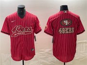 Cheap Men's San Francisco 49ers Red Team Big Logo With Patch Cool Base Stitched Baseball Jersey