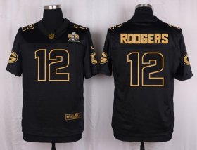 Wholesale Cheap Nike Packers #12 Aaron Rodgers Black Men\'s Stitched NFL Elite Pro Line Gold Collection Jersey