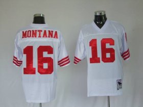 Wholesale Cheap Mitchell and Ness 49ers Joe Montana #16 Stitched White NFL Jersey
