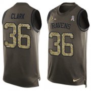 Wholesale Cheap Nike Ravens #36 Chuck Clark Green Men's Stitched NFL Limited Salute To Service Tank Top Jersey