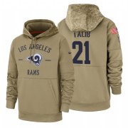 Wholesale Cheap Los Angeles Rams #21 Aqib Talib Nike Tan 2019 Salute To Service Name & Number Sideline Therma Pullover Hoodie
