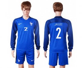 Wholesale Cheap France #2 Jallet Home Long Sleeves Soccer Country Jersey