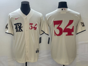 Cheap Men's Texas Rangers #34 Nolan Ryan Number Cream 2023 City Connect Stitched Baseball Jerseys