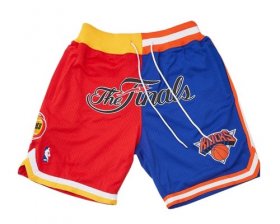 Wholesale Cheap 1994 NBA Finals Rockets x Knicks Shorts (Red-Blue) JUST DON By Mitchell & Ness