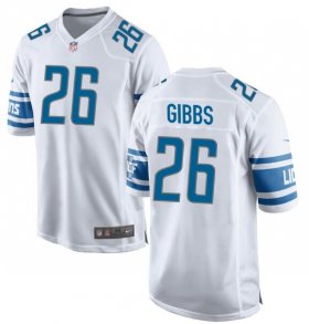 Men\'s Detroit Lions Jahmyr Gibbs #26 Nike White Official NFL Game Jersey
