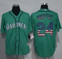 Wholesale Cheap Mariners #24 Ken Griffey Green USA Flag Fashion Stitched MLB Jersey