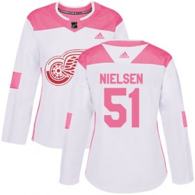 Wholesale Cheap Adidas Red Wings #51 Frans Nielsen White/Pink Authentic Fashion Women\'s Stitched NHL Jersey