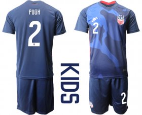 Wholesale Cheap Youth 2020-2021 Season National team United States away blue 2 Soccer Jersey