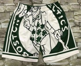 Wholesale Cheap Men\'s Boston Celtics Green Big Face Mitchell Ness Hardwood Classics Soul Swingman Throwback Shorts