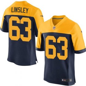 Wholesale Cheap Nike Packers #63 Corey Linsley Navy Blue Alternate Men\'s Stitched NFL New Elite Jersey