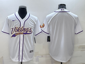 Wholesale Men\'s Minnesota Vikings Blank White Stitched MLB Cool Base Nike Baseball Jersey