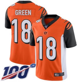 Wholesale Cheap Nike Bengals #18 A.J. Green Orange Alternate Men\'s Stitched NFL 100th Season Vapor Limited Jersey