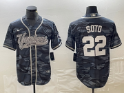 Cheap Men's New York Yankees #22 Juan Soto Grey Camo Cool Base With Patch Stitched Baseball Jersey