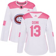 Wholesale Cheap Adidas Canadiens #13 Max Domi White/Pink Authentic Fashion Women's Stitched NHL Jersey