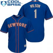 Wholesale Cheap Mets #1 Mookie Wilson Blue(Grey NO.) Cool Base Stitched Youth MLB Jersey