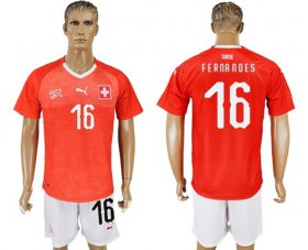 Wholesale Cheap Switzerland #16 Fernandes Red Home Soccer Country Jersey