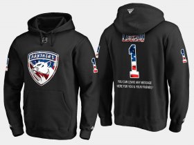 Wholesale Cheap Panthers #1 Roberto Luongo NHL Banner Wave Usa Flag Black Hoodie