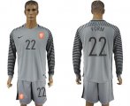 Wholesale Cheap Holland #22 Vorm Grey Goalkeeper Long Sleeves Soccer Country Jersey