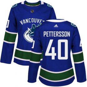 Wholesale Cheap Adidas Canucks #40 Elias Pettersson Blue Home Authentic Women\'s Stitched NHL Jersey