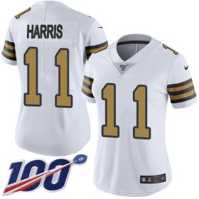 Wholesale Cheap Nike Saints #11 Deonte Harris White Women\'s Stitched NFL Limited Rush 100th Season Jersey