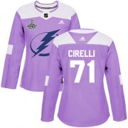 Cheap Adidas Lightning #71 Anthony Cirelli Purple Authentic Fights Cancer Women's 2020 Stanley Cup Champions Stitched NHL Jersey