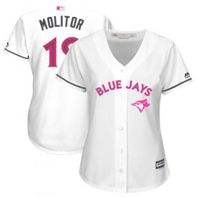 Wholesale Cheap Blue Jays #19 Paul Molitor White Mother\'s Day Cool Base Women\'s Stitched MLB Jersey