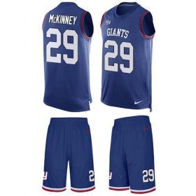 Wholesale Cheap Nike Giants #29 Xavier McKinney Royal Blue Team Color Men\'s Stitched NFL Limited Tank Top Suit Jersey