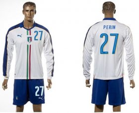 Wholesale Cheap Italy #27 Perin White Away Long Sleeves Soccer Country Jersey