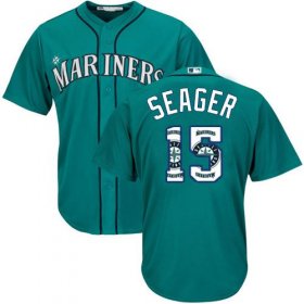 Wholesale Cheap Mariners #15 Kyle Seager Green Team Logo Fashion Stitched MLB Jersey