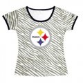 Wholesale Cheap Women's Pittsburgh Steelers Sideline Legend Authentic Logo Zebra Stripes T-Shirt