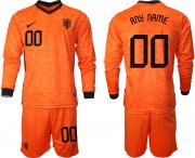 Wholesale Cheap Men 2021 European Cup Netherlands home long sleeve custom soccer jerseys