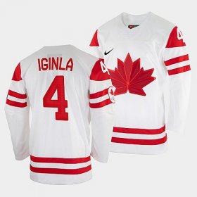 Wholesale Cheap Men\'s Jarome Iginla Canada Hockey White 2022 Winter Olympic #4 Salt Lake City Jersey
