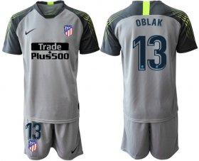 Wholesale Cheap Atletico Madrid #13 Oblak Grey Goalkeeper Soccer Club Jersey