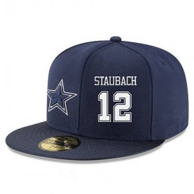 Wholesale Cheap Dallas Cowboys #12 Roger Staubach Snapback Cap NFL Player Navy Blue with White Number Stitched Hat