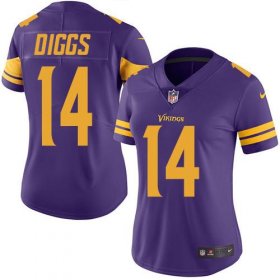 Wholesale Cheap Nike Vikings #14 Stefon Diggs Purple Women\'s Stitched NFL Limited Rush Jersey