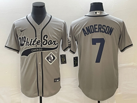 Wholesale Cheap Men\'s Chicago White Sox #7 Tim Anderson Grey Cool Base Stitched Baseball Jersey1
